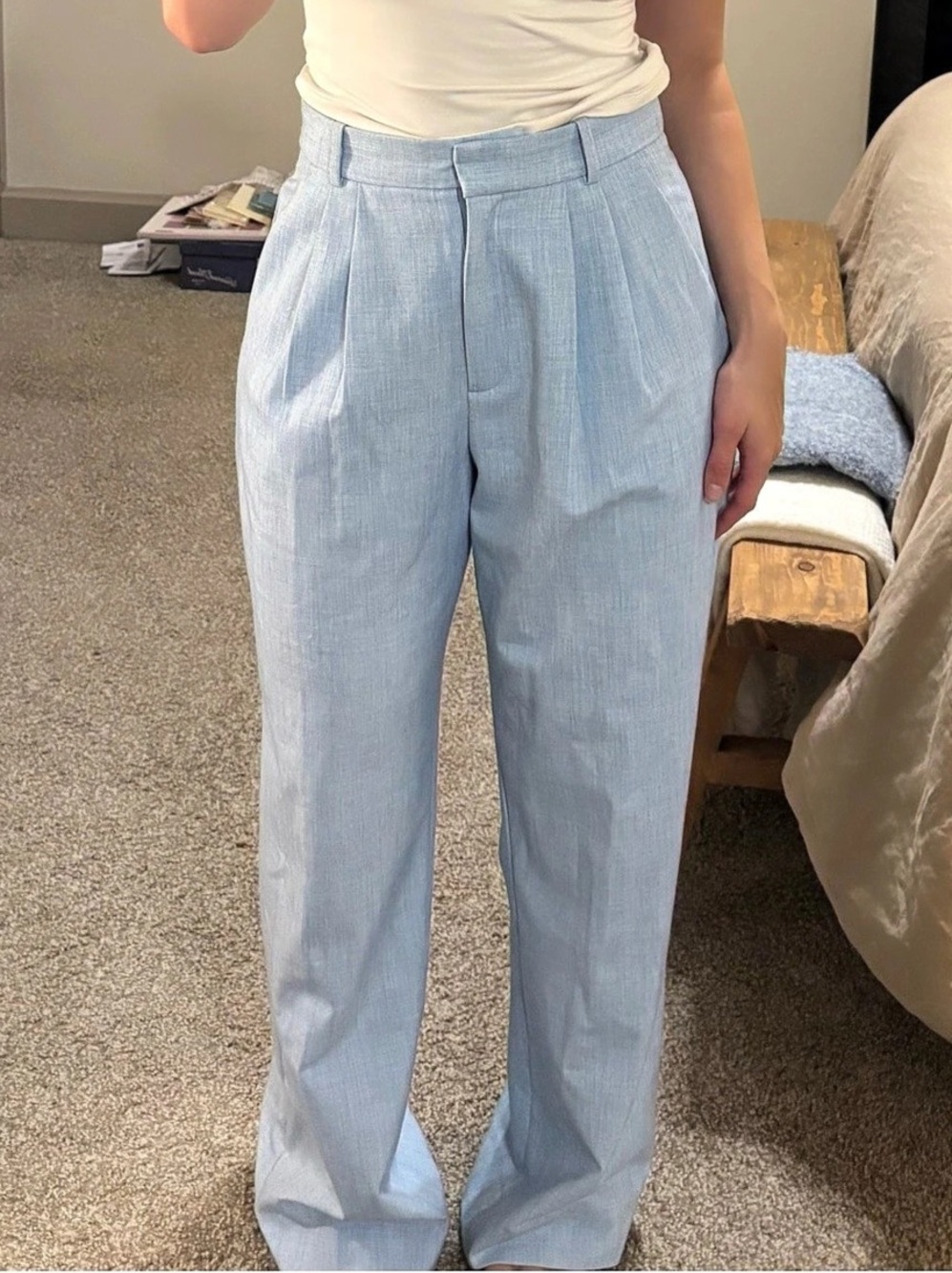 Wide Leg Pants in Blue Like New